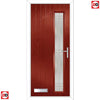 Cottage Style Uracco 1 Composite Front Door Set with Hnd Linear Glass - Shown in Red