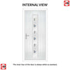 Cottage Style Uracco 1 Composite Front Door Set with Central Tahoe Blue Glass - Shown in Anthracite Grey
