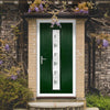 Cottage Style Uracco 1 Composite Front Door Set with Central Tahoe Green Glass - Shown in Green