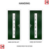 Cottage Style Uracco 1 Composite Front Door Set with Central Tahoe Green Glass - Shown in Green