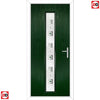 Cottage Style Uracco 1 Composite Front Door Set with Central Tahoe Green Glass - Shown in Green