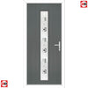 Cottage Style Uracco 1 Composite Front Door Set with Central Tahoe Black Glass - Shown in Mouse Grey