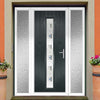 Cottage Style Uracco 1 Composite Front Door Set with Double Side Screen - Central Tahoe Blue Glass - Shown in Anthracite Grey