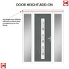 Cottage Style Uracco 1 Composite Front Door Set with Double Side Screen - Central Tahoe Black Glass - Shown in Mouse Grey