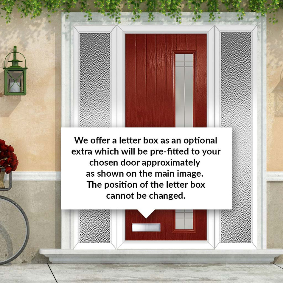 Cottage Style Uracco 1 Composite Front Door Set with Double Side Screen - Hnd Linear Glass - Shown in Red