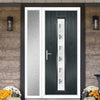 Cottage Style Uracco 1 Composite Front Door Set with Single Side Screen - Central Tahoe Blue Glass - Shown in Anthracite Grey