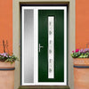 Cottage Style Uracco 1 Composite Front Door Set with Single Side Screen - Central Tahoe Green Glass - Shown in Green