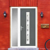 Cottage Style Uracco 1 Composite Front Door Set with Single Side Screen - Central Tahoe Black Glass - Shown in Mouse Grey