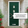 Aruba 3 Urban Style Composite Front Door Set with Central Roma Glass - Shown in Green
