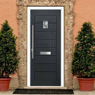 Image: Aruba 1 Urban Style Composite Front Door Set with Abstract Glass - Shown in Anthracite Grey