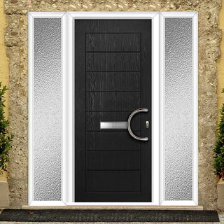 Image: Solid Urban Style Composite Front Door Set with Double Side Screen - Shown in Black