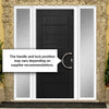 Solid Urban Style Composite Front Door Set with Double Side Screen - Shown in Black