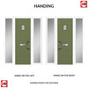 Aruba 1 Urban Style Composite Front Door Set with Double Side Screen - Ice Edge Glass - Shown in Reed Green