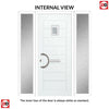 Aruba 1 Urban Style Composite Front Door Set with Double Side Screen - Ice Edge Glass - Shown in Reed Green