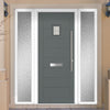 Aruba 1 Urban Style Composite Front Door Set with Double Side Screen - Linear Glass - Shown in Mouse Grey