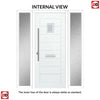 Aruba 1 Urban Style Composite Front Door Set with Double Side Screen - Linear Glass - Shown in Mouse Grey