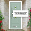 Aruba 3 Urban Style Composite Front Door Set with Laptev Green Glass - Shown in Chartwell Green