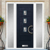 Aruba 3 Urban Style Composite Front Door Set with Double Side Screen - Central Abstract Glass - Shown in Blue