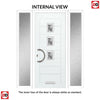 Aruba 3 Urban Style Composite Front Door Set with Double Side Screen - Central Abstract Glass - Shown in Blue