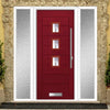 Aruba 3 Urban Style Composite Front Door Set with Double Side Screen - Central Barite Glass - Shown in Red