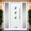 Aruba 3 Urban Style Composite Front Door Set with Double Side Screen - Diamond Black Glass - Shown in White