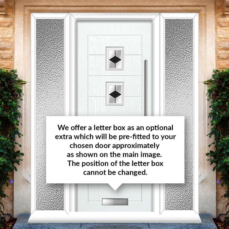 Aruba 3 Urban Style Composite Front Door Set with Double Side Screen - Diamond Black Glass - Shown in White