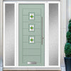 Aruba 3 Urban Style Composite Front Door Set with Double Side Screen - Laptev Green Glass - Shown in Chartwell Green