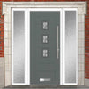 Aruba 3 Urban Style Composite Front Door Set with Double Side Screen - Central Matisse Glass - Shown in Mouse Grey