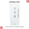 Aruba 3 Urban Style Composite Front Door Set with Kupang Blue Glass - Shown in Blue
