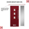 Aruba 3 Urban Style Composite Front Door Set with Single Side Screen - Central Barite Glass - Shown in Red