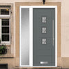 Aruba 3 Urban Style Composite Front Door Set with Single Side Screen - Central Matisse Glass - Shown in Mouse Grey
