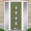 Aruba 4 Urban Style Composite Front Door Set with Double Side Screen - Central Sandblast Ellie Glass - Shown in Reed Green