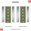 Aruba 4 Urban Style Composite Front Door Set with Double Side Screen - Central Sandblast Ellie Glass - Shown in Reed Green