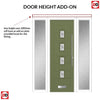 Aruba 4 Urban Style Composite Front Door Set with Double Side Screen - Central Sandblast Ellie Glass - Shown in Reed Green