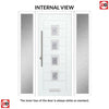 Aruba 4 Urban Style Composite Front Door Set with Double Side Screen - Central Sandblast Ellie Glass - Shown in Reed Green