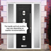 Aruba 4 Urban Style Composite Front Door Set with Double Side Screen - Central Laptev Black Glass - Shown in Black