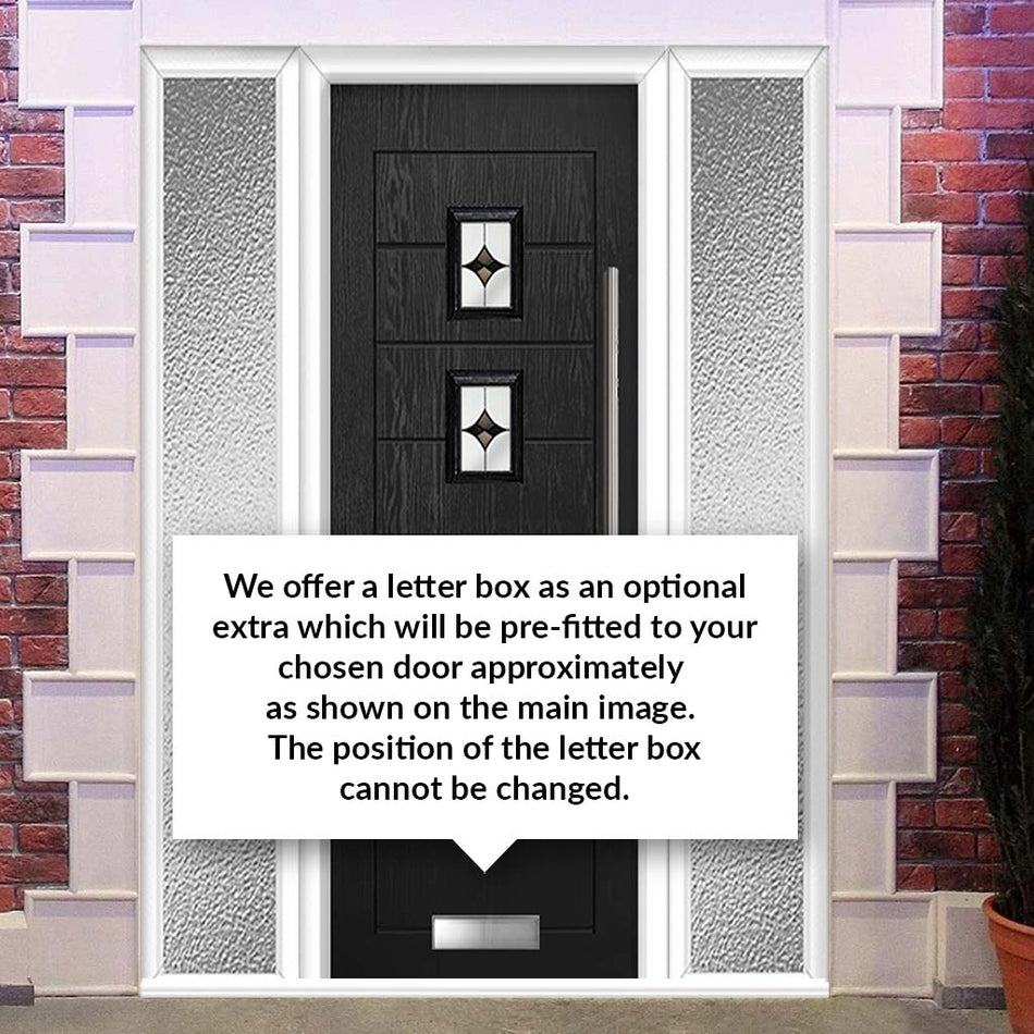 Aruba 4 Urban Style Composite Front Door Set with Double Side Screen - Central Laptev Black Glass - Shown in Black