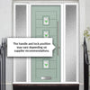 Aruba 4 Urban Style Composite Front Door Set with Double Side Screen - Central Murano Green Glass - Shown in Chartwell Green