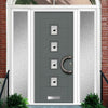 Aruba 4 Urban Style Composite Front Door Set with Double Side Screen - Polar Black Glass - Shown in Mouse Grey