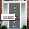 Aruba 4 Urban Style Composite Front Door Set with Double Side Screen - Polar Black Glass - Shown in Mouse Grey
