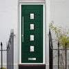 Aruba 4 Urban Style Composite Front Door Set with Flair Glass - Shown in Green