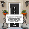 Aruba 4 Urban Style Composite Front Door Set with Central Laptev Black Glass - Shown in Black
