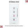 Aruba 4 Urban Style Composite Front Door Set with Murano Purple Glass - Shown in Red