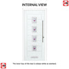 Aruba 4 Urban Style Composite Front Door Set with Murano Purple Glass - Shown in Red