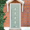 Aruba 4 Urban Style Composite Front Door Set with Central Murano Green Glass - Shown in Chartwell Green