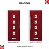 Aruba 4 Urban Style Composite Front Door Set with Murano Purple Glass - Shown in Red
