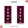 Aruba 4 Urban Style Composite Front Door Set with Central Pusan Glass - Shown in Purple Violet