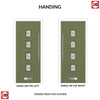 Aruba 4 Urban Style Composite Front Door Set with Central Sandblast Ellie Glass - Shown in Reed Green