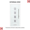 Aruba 4 Urban Style Composite Front Door Set with Central Sandblast Ellie Glass - Shown in Reed Green