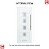Aruba 4 Urban Style Composite Front Door Set with Central Sandblast Ellie Glass - Shown in Reed Green
